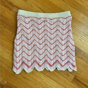 Freshman Crochet Mini Skirt Pink/Cream Women’s S